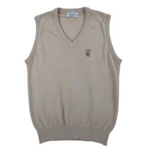 Pickering Men M Sweater Vest Tan Woodway Country Club V-Neck Orlon USA Vintage